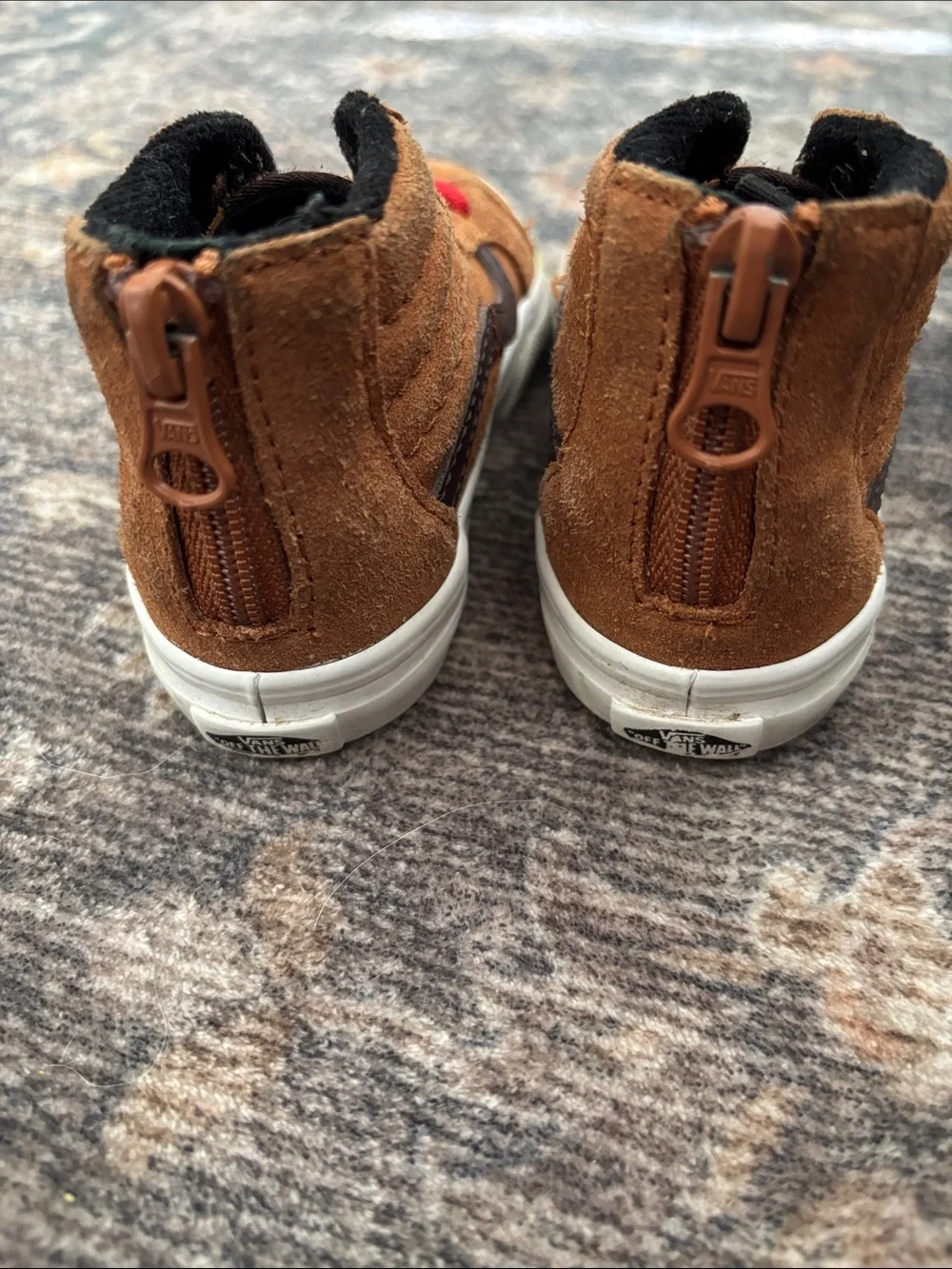 Vans Kids Brown Suede High-Top Sneakers with Red Laces